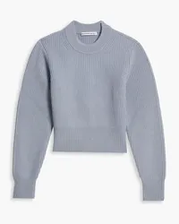 Alexander Wang Gerippter Cropped Pullover aus einer Wollmischung Blau