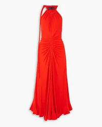 Proenza Schouler Neckholder-Maxikleid aus strukturiertem Jersey mit Raffungen Rot