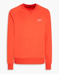 Balmain Sweatshirt aus beflocktem Baumwollfrottee Orange