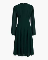 Mikael Aghal Pleated chiffon midi dress Grün