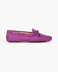 TOD'S Gommino Loafers aus Nubukleder mit Schleife Lila