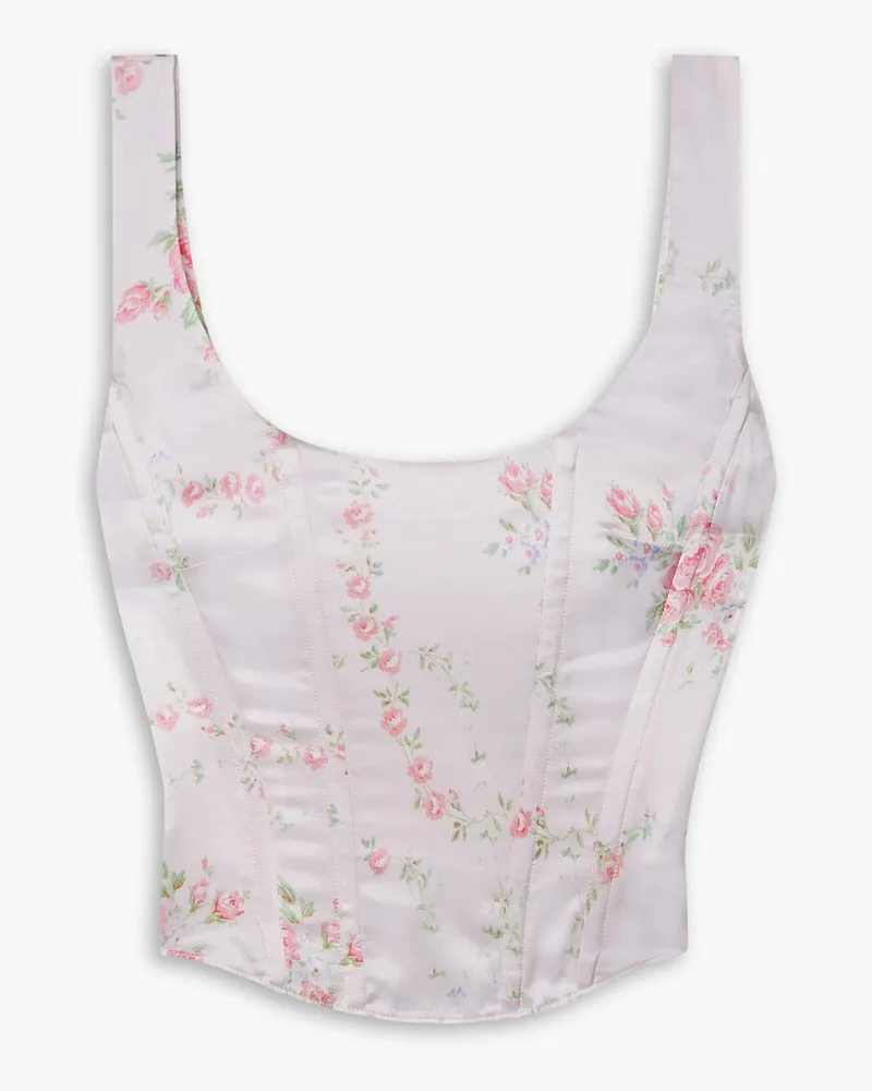 LoveShackFancy Mori Cropped Bustier-Oberteil aus Seiden-Charmeuse mit Print Pink