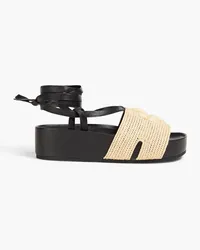 Tory Burch Plateausandalen aus Raffiabast und Leder Neutral