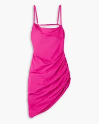 Jacquemus Saudade asymmetrisches Minikleid aus Webstoff mit Raffungen Pink