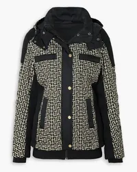 Balmain Rossignol Skijacke mit Kapuze und Print Schwarz