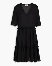 Claudie Pierlot Minikleid aus Crêpe mit Rüschen Schwarz