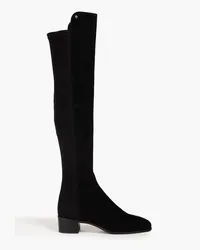 Stuart Weitzman City Overknees aus Veloursleder und Neopren Schwarz