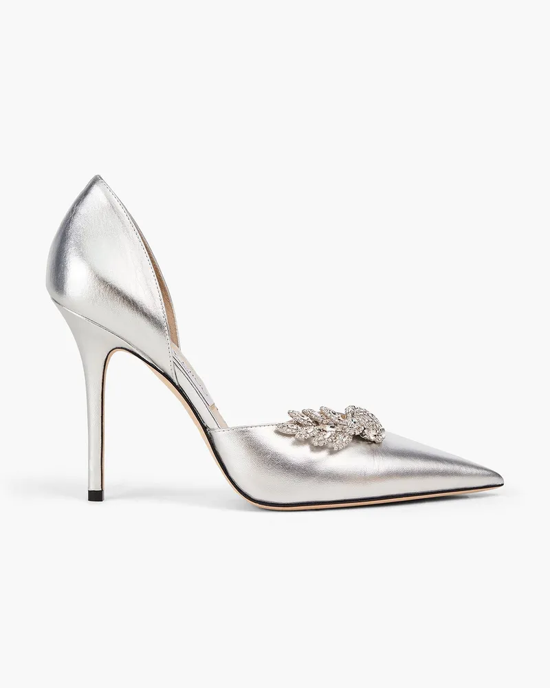 Jimmy Choo Crystal--embellished  leather pumps Metallic