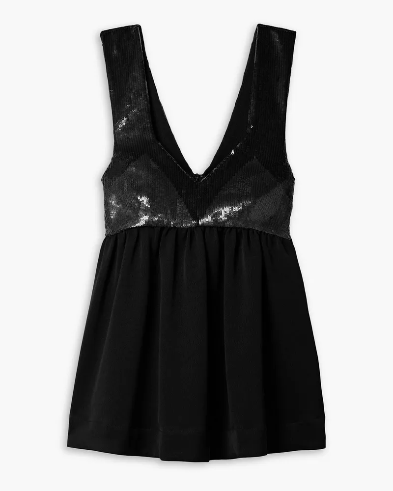 Proenza Schouler Tanktop aus gehämmertem Crêpe mit Pailletten Schwarz