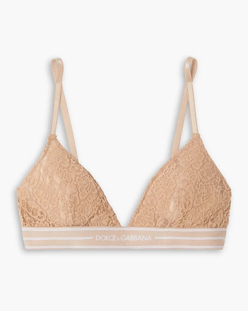 Dolce & Gabbana Soft-BH aus Stretch-Spitze mit Jacquard-Besatz Neutral