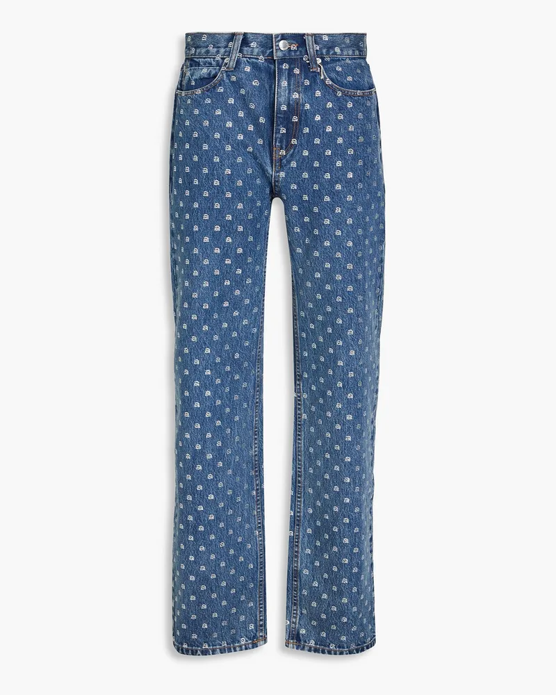 Alexander Wang Hoch sitzende Jeans mit geradem Bein und Kristallverzierung Blau