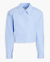 3.1 phillip lim Cropped cotton-blend poplin shirt Blau