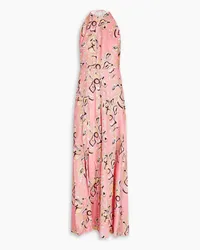 Emilio Pucci Neckholder-Jumpsuit mit weitem Bein aus Seiden-Twill mit Print Pink