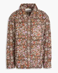 Antik Batik Flora Jacke aus gesteppter Baumwolle mit Fil Coupé und floralem Print Braun