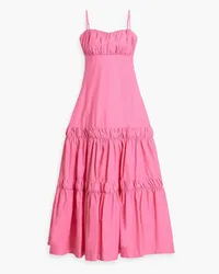 NICHOLAS Didi gerafftes Maxikleid aus Baumwollpopeline Pink