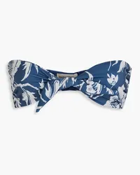 Mara Hoffman Kai Bandeau-Bikini-Oberteil mit floralem Print und Knotendetail Blau