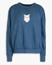 Maison Margiela Sweatshirt aus Jersey aus einer gerippten Baumwoll-Seidenmischung mit Stickereien Blau