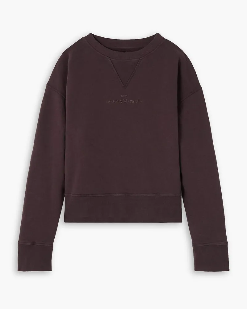 Maison Margiela Sweatshirt aus Baumwollfleece mit Stickereien Lila