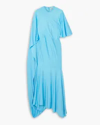 Stella McCartney Asymmetrisches Maxikleid aus Jersey mit Cape-Effekt Blau