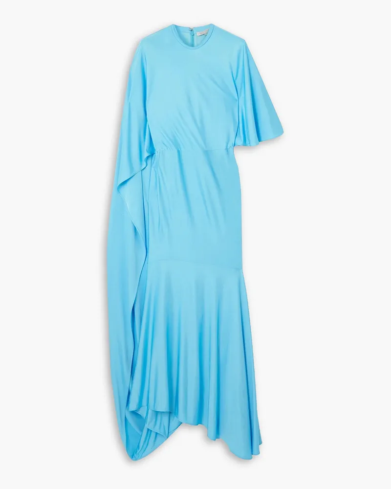 Stella McCartney Asymmetrisches Maxikleid aus Jersey mit Cape-Effekt Blau