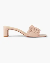 Reformation Shereen Mules aus gerafftem Leder Pink