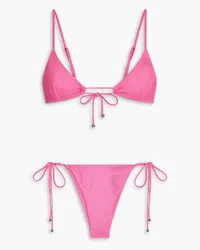 Leslie Amon Filippa Bikini aus Stretch-Mesh mit Verzierung Pink