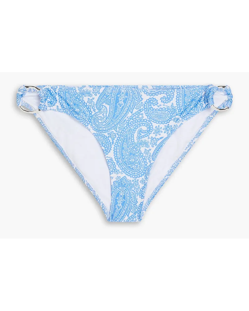 Heidi Klein Tief sitzendes Bikini-Höschen aus Stretch-Piqué mit Paisley-Print Blau