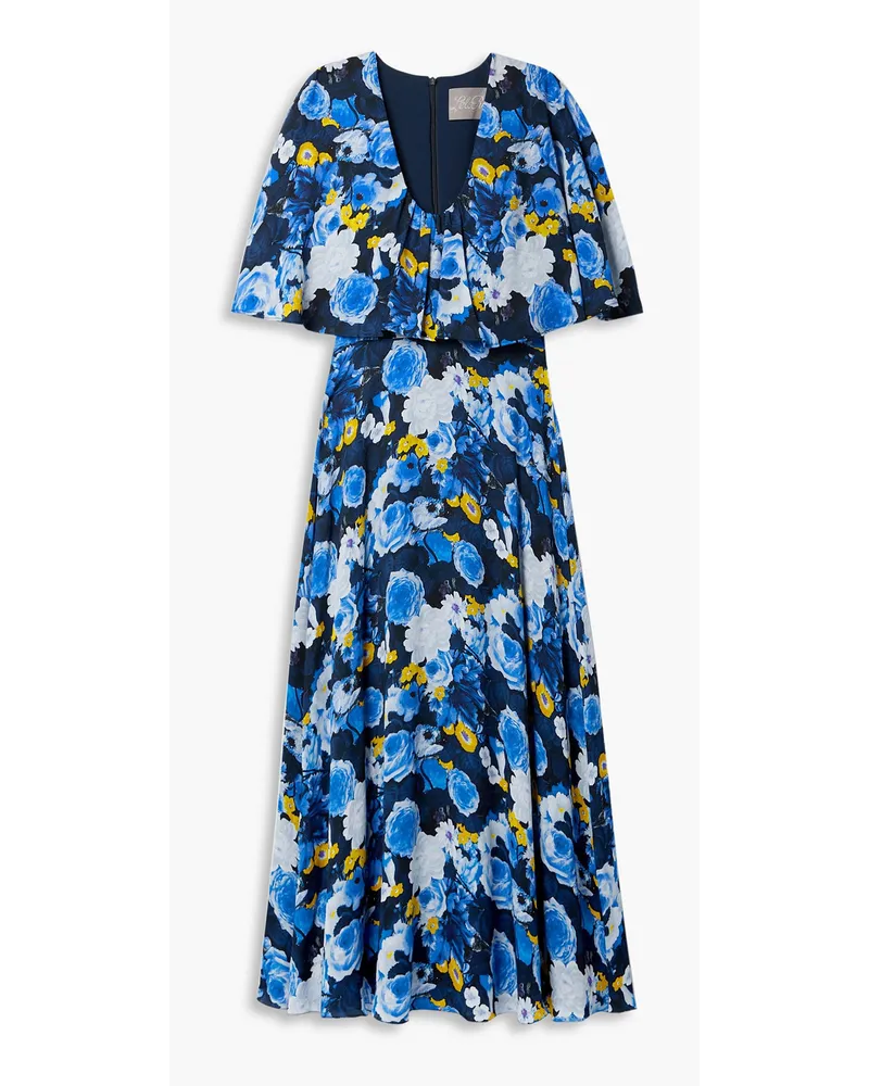 Lela Rose Maxikleid aus Georgette mit floralem Print Blau