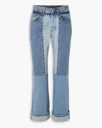 Victoria Beckham Victoria halbhohe Jeans inPatchwork-Optik Blau