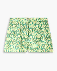 Versace Dua Lipa Shorts aus bedrucktem Seiden-Twill Blau