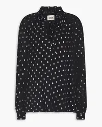 Claudie Pierlot Bluse mit Metallic-Fil-Coupé und Polka-Dots Schwarz