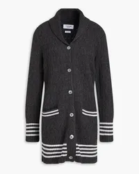 Thom Browne Cardigan aus Kaschmir mit Zopfstrickmuster Grau