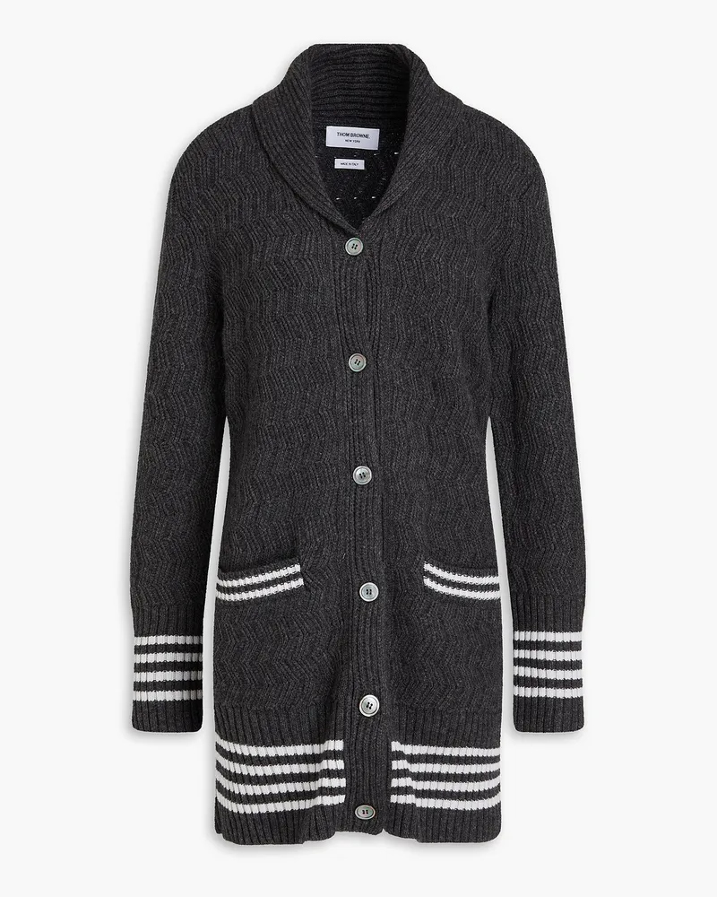 Thom Browne Cardigan aus Kaschmir mit Zopfstrickmuster Grau