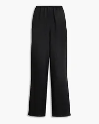 tibi Hose mit weitem Bein aus glänzendem Twill Schwarz