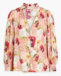 Alice + Olivia Alice OliviaReilly Bluse aus glänzendem Crêpe mit floralem Print Pink