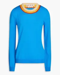 Marni Pullover aus Wolle inColour-Block-Optik Blau