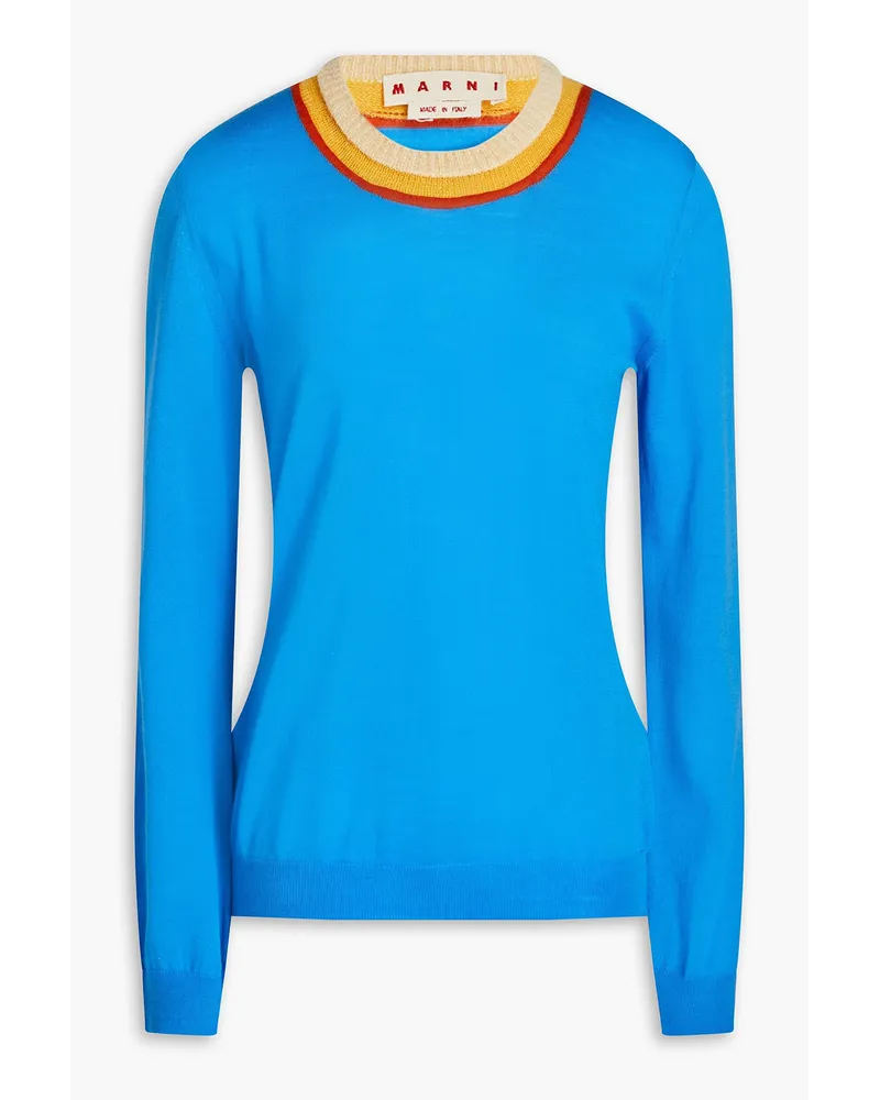 Marni Pullover aus Wolle inColour-Block-Optik Blau