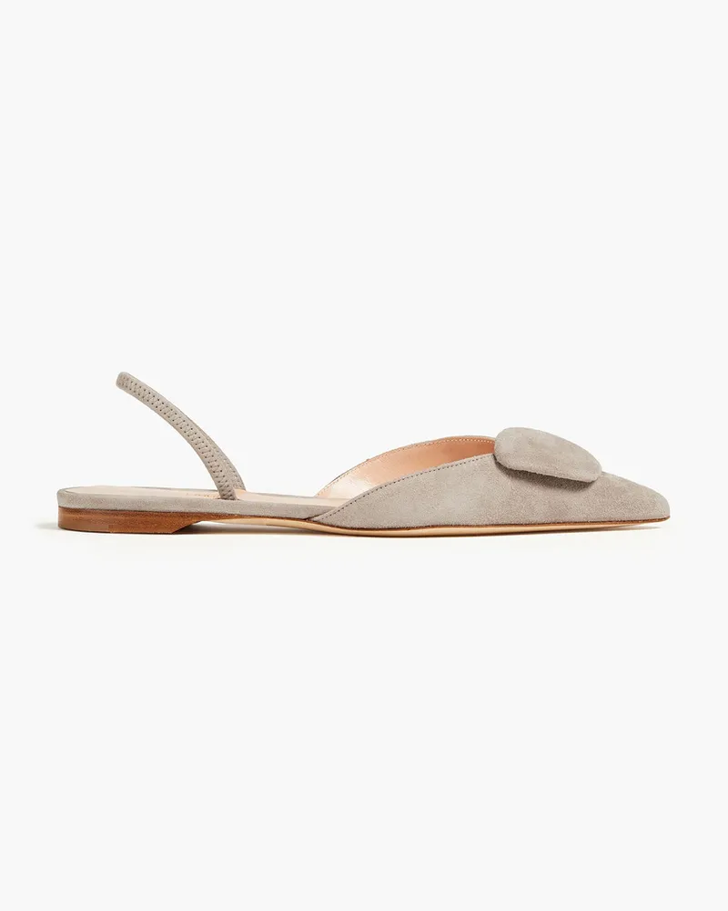 Rupert Sanderson Sabine flache Slingback-Schuhe mit spitzer Kappe aus Veloursleder mit Verzierung Grau