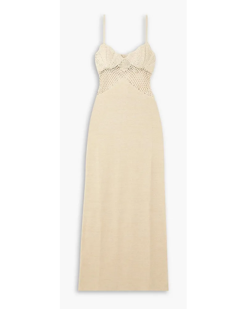 STAUD Tara Maxikleid aus Voile aus einer Baumwollmischung mit Häkeleinsätzen Neutral