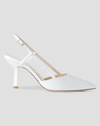 Porte & Paire Slingback-Pumps aus Satin Weiß