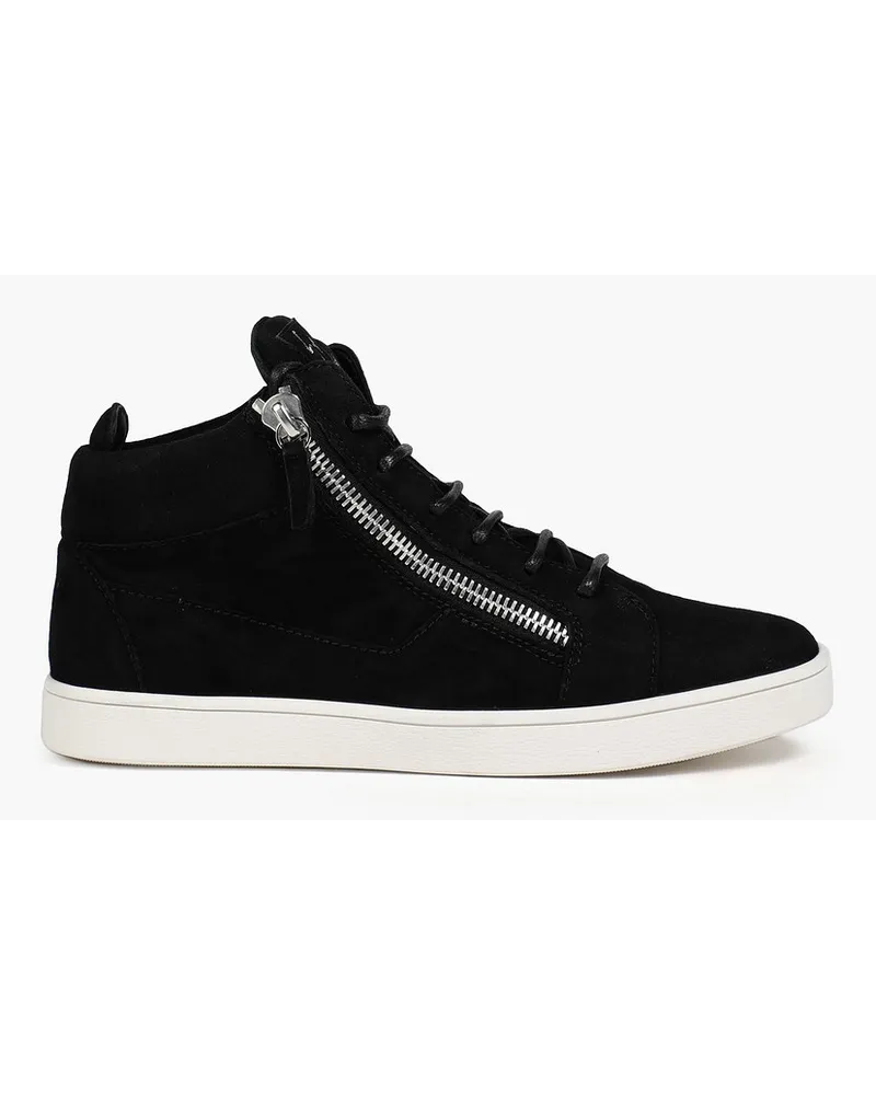 Giuseppe Zanotti Brek High-Top-Sneakers aus Veloursleder mit Reißverschlussdetails Schwarz