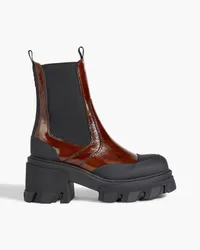 Ganni Chelsea-Boots aus Lackleder mit Gummibesatz Braun