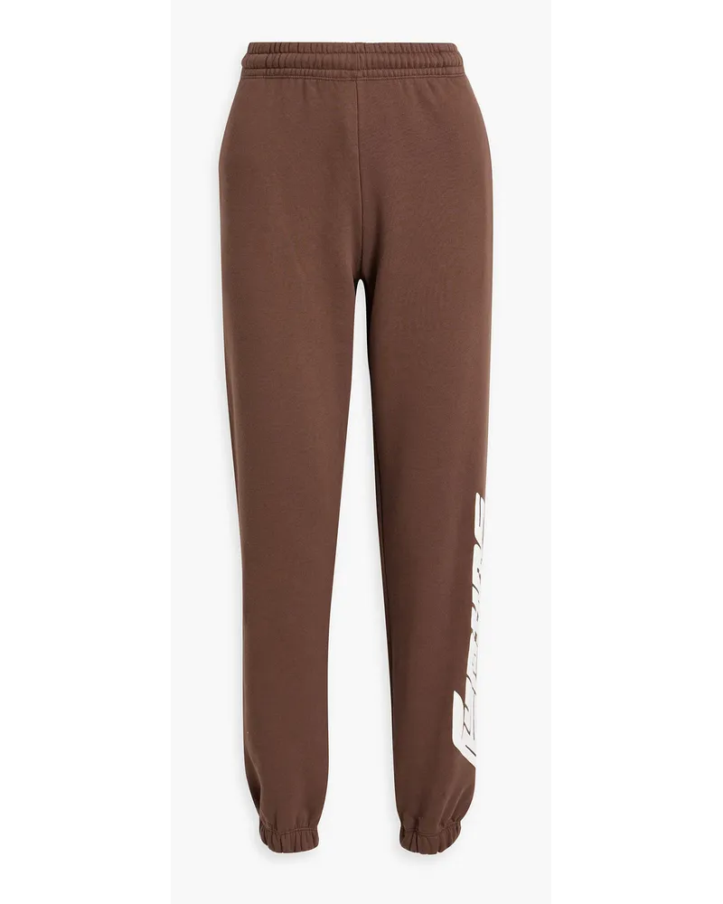 ROTATE Birger Christensen Mimi Track Pants aus Baumwollfleece mit Print Braun