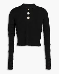 Jacquemus Cropped Poloshirt aus Strick Schwarz