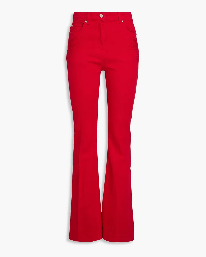 Etro Embroidered high-rise flared jeans Rot