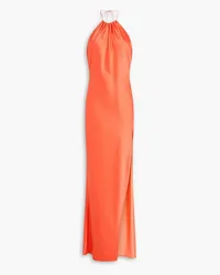 Alice + Olivia Alice OliviaNeckholder-Robe aus Satin mit Drapierung Orange