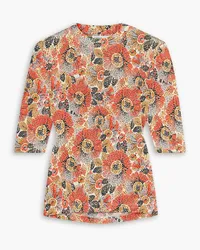 Rosetta Getty Oberteil aus Stretch-Jersey mit floralem Print Orange