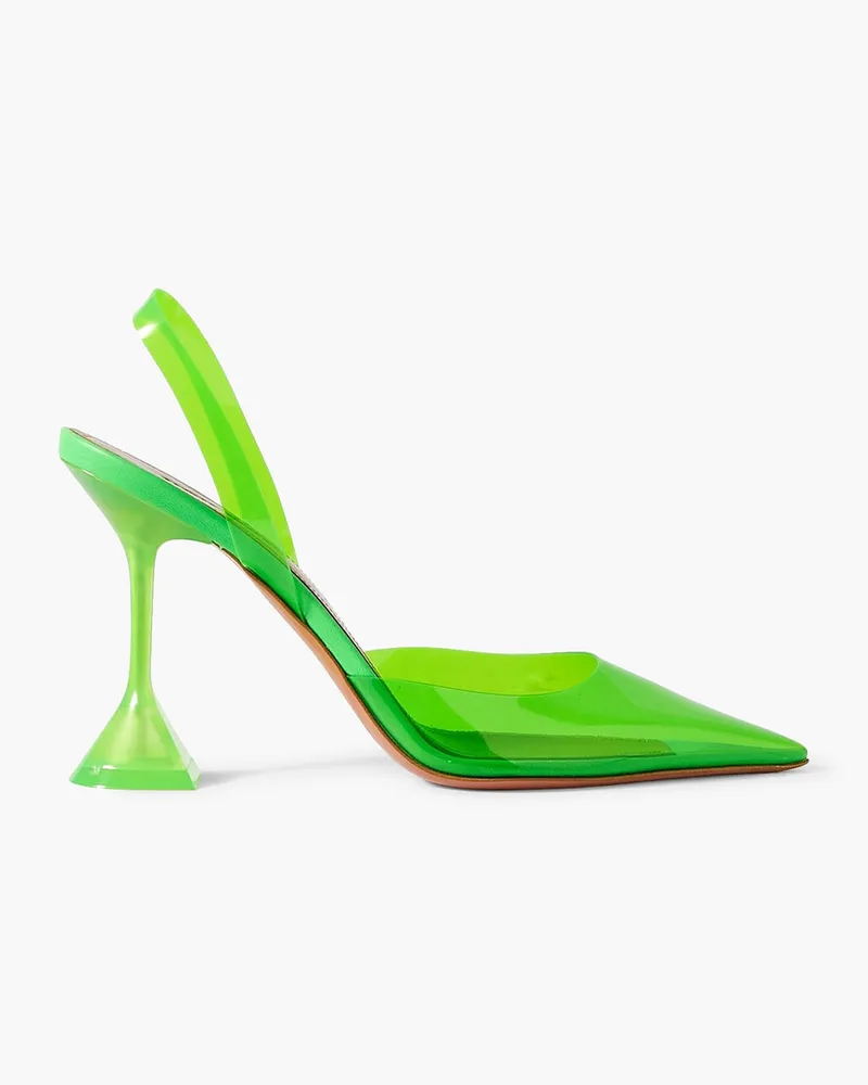 Amina Muaddi Holli Glass Slingback-Pumps aus neonfarbenem PVC Grün