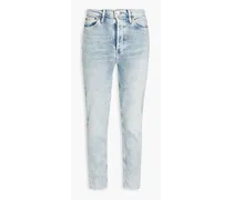 90s hoch sitzende Cropped Skinny Jeans inDistressed-Optik