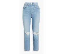 90s hoch sitzende Cropped Skinny Jeans inDistressed-Optik